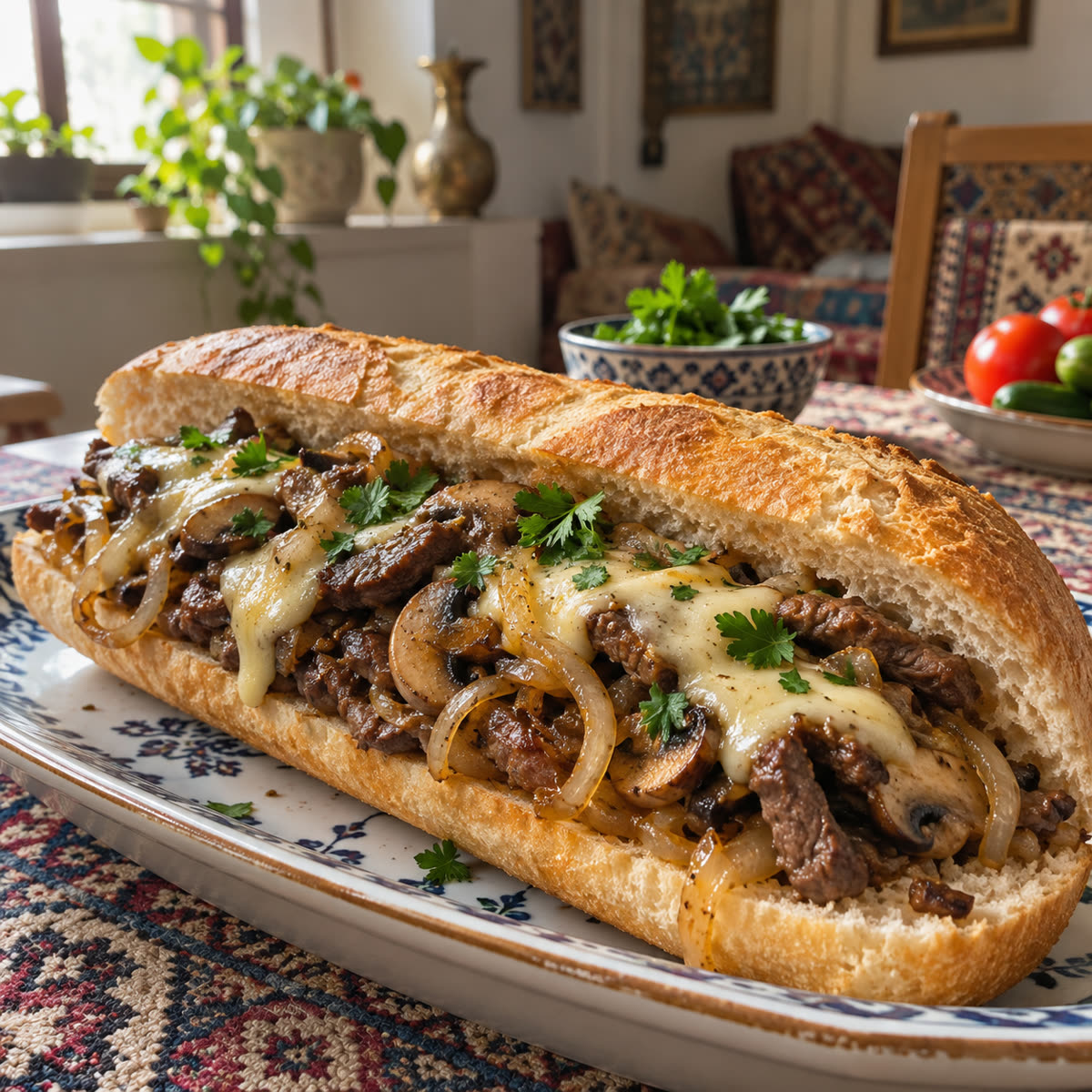ساندویچ گوشت و قارچ