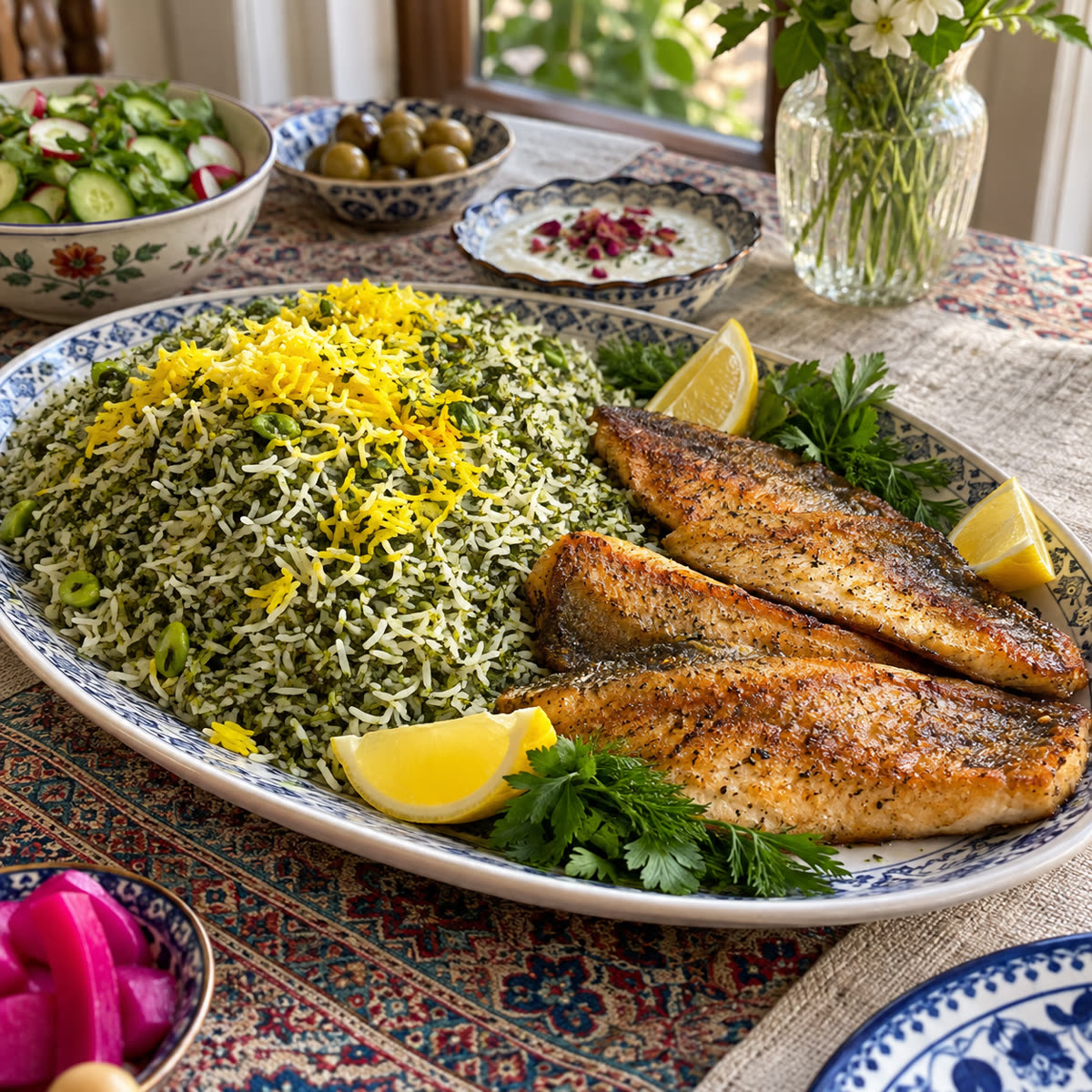 سبزی‌پلو با ماهی