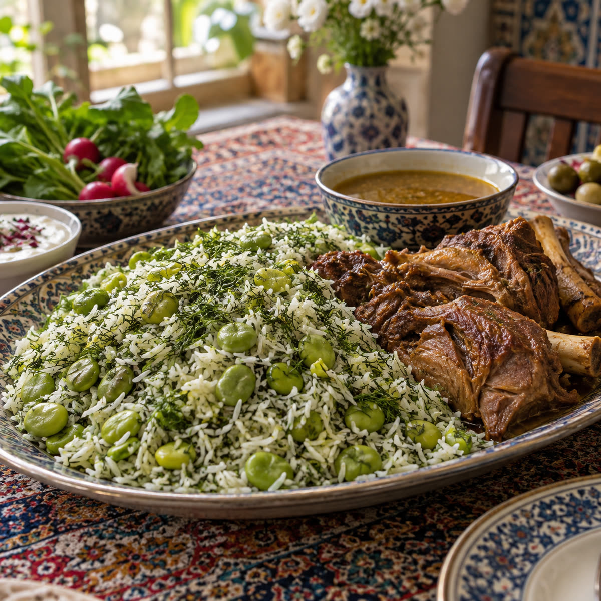 باقالی‌پلو با گوشت