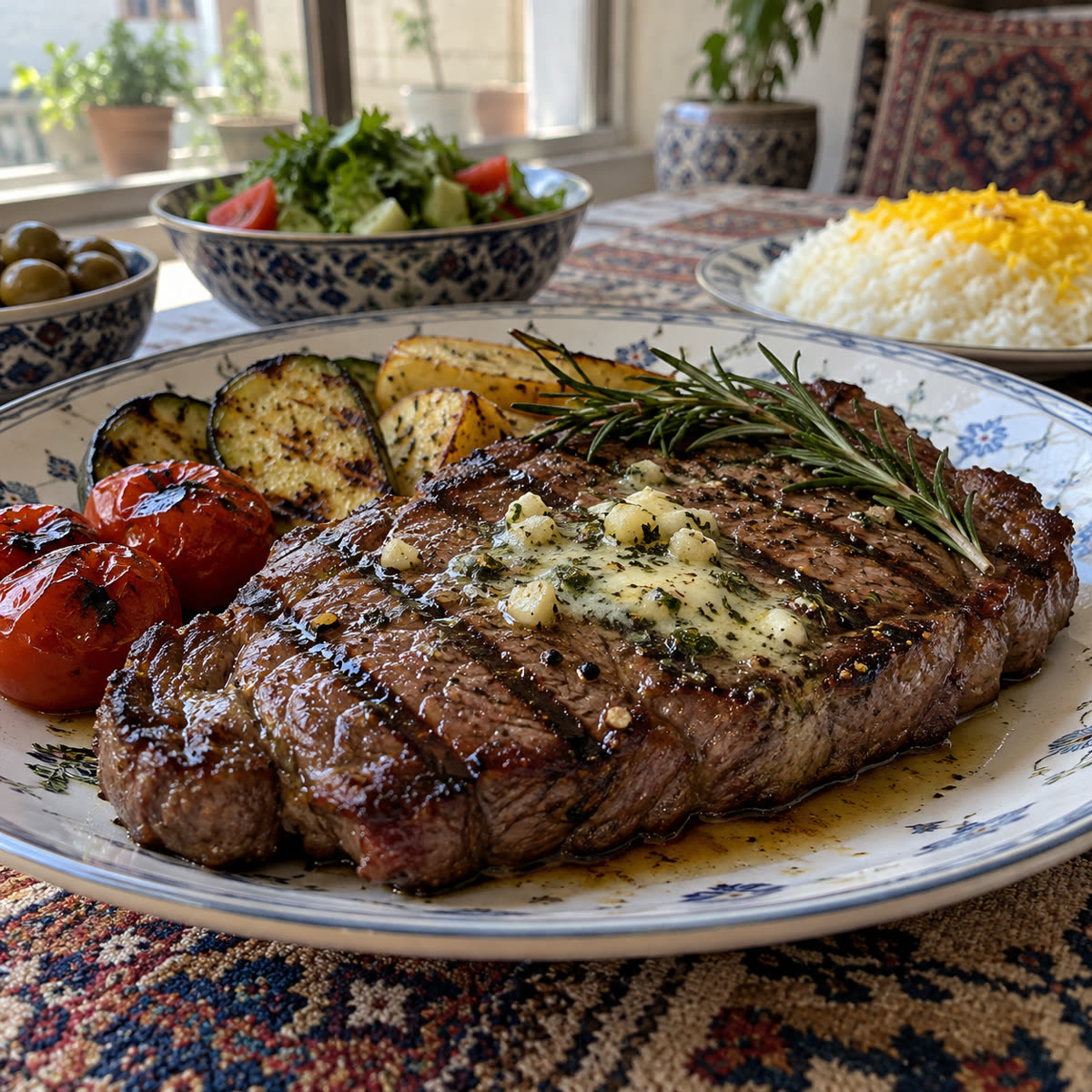 استیک گوساله گریل‌شده