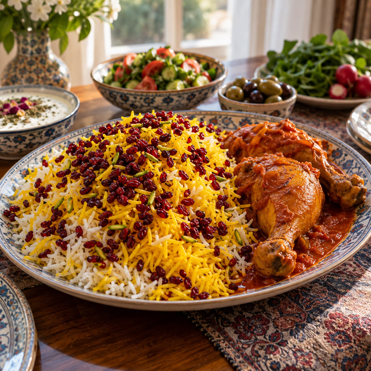 زرشک‌پلو با مرغ